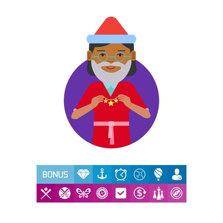 Senior woman holding Christmas ornamentの写真素材