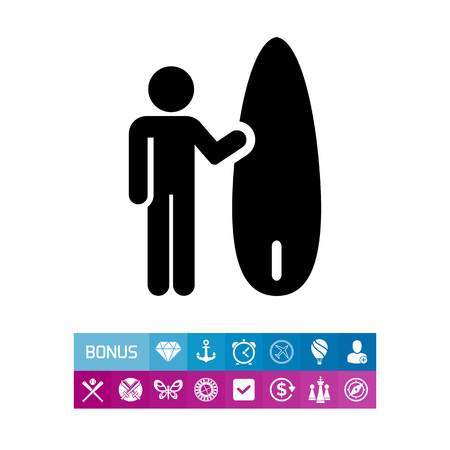 Icon of surfer with surfboardのイラスト素材