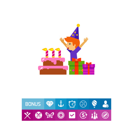 Birthday Boy Blowing Candles Iconのイラスト素材