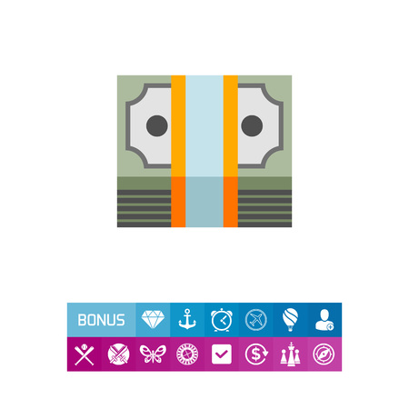 Vector icon of dollar pack. Salary, payment, cash. Banking service concept. Can be used for topics like banking, finance, businessのイラスト素材