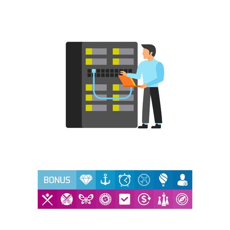 Engineer checking server iconのイラスト素材