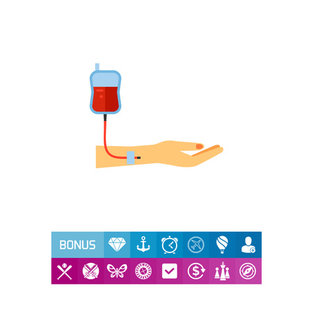 Hand of blood donor during donation iconのイラスト素材