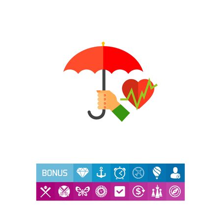 Hand holding umbrella above heart. Hospital, protection, care. Health insurance concept. Can be used for topics like medicine, health, healthcare.のイラスト素材