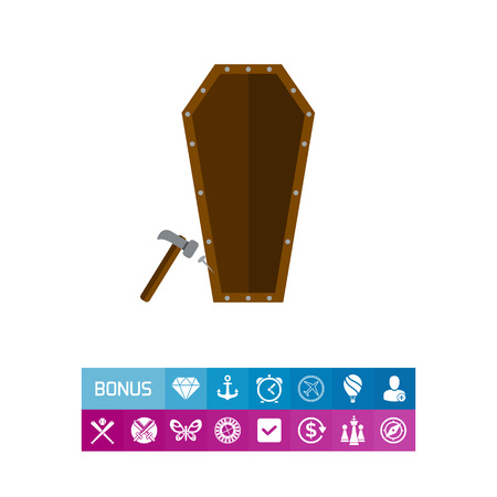 Icon of last nail in coffin. Grave, cemetery, burial. Funeral service concept. Can be used for topics like death, graveyard, carpentryのイラスト素材