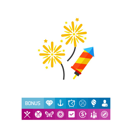 Vector icon of exploding pyrotechnic rockets. Party, festival, fun. Firework concept. Can be used for topics like entertainment, pyrotechnics, holidayのイラスト素材