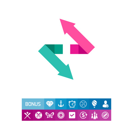 Illustration of double arrows. Direction, diagonal, right, left, pointer. Direction concept. Can be used for topics like direction signs, logotype, computer, Internetのイラスト素材
