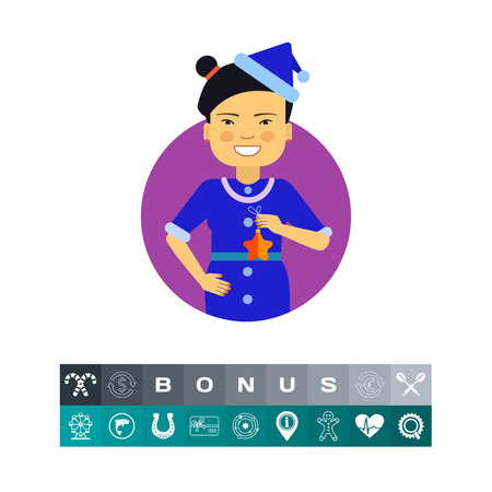 Asian woman holding starのイラスト素材