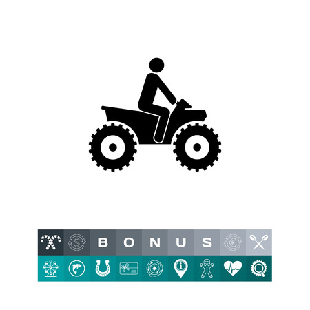 Person riding quad bike. ATV, male silhouette, four-wheeler. Transport concept. Can be used for transport, leisure activities, extremeのイラスト素材