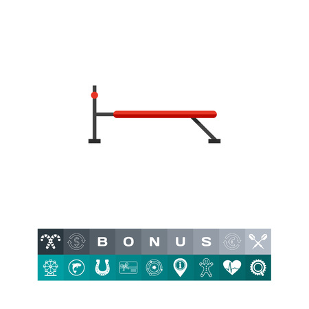Red athletic bench. Exercising, effort, equipment. Athletic bench concept. Can be used for topics like sport, fitness, athletics.のイラスト素材