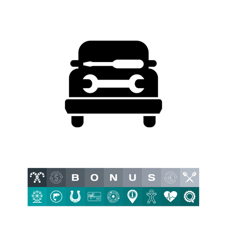 Vector icon of car silhouette with spanner and screwdriverのイラスト素材