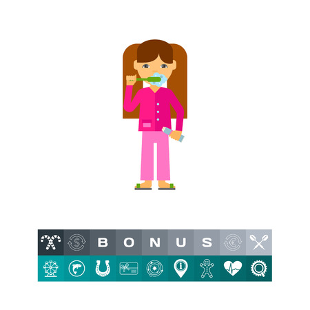 Girl Cleaning Teeth Iconのイラスト素材
