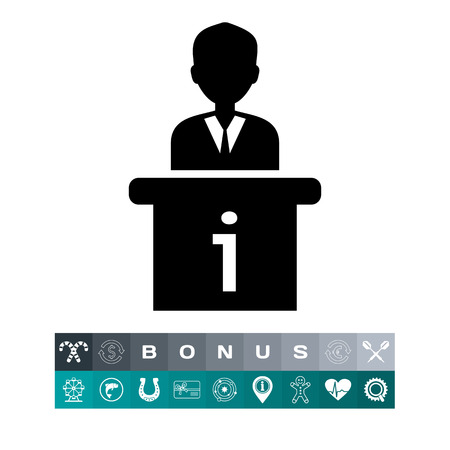 Vector icon of man silhouette standing at information deskのイラスト素材