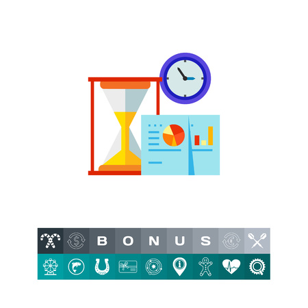 Time management graphs, clock, sandglassのイラスト素材