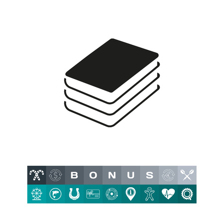 Simple icon of book pile. Library, textbooks, archive. Book concept. Can be used for application icons, information boards and web pictogramsのイラスト素材