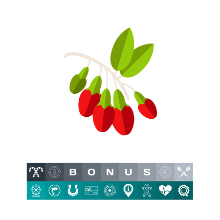 Bunch of goji berries. Plant, healthy, nutrition. Goji berries concept. Can be used for topics like nature, botany, food.のイラスト素材