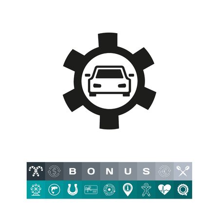 Car in cogwheel as tuning simple iconのイラスト素材