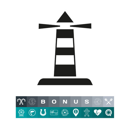 Icon of lighthouse tower. Signal, beacon, navigational aid, marine. Transportation concept. Can be used for topics like traveling, sea, buildingのイラスト素材
