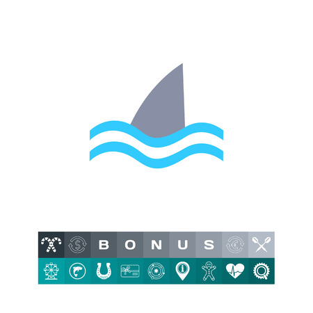 Icon of swimming shark fin above water, vector illustration.のイラスト素材