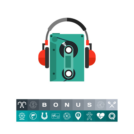 Earphones with cassette player iconのイラスト素材