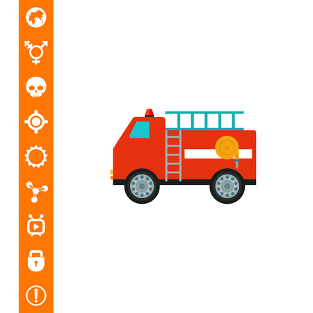 Multicolored vector icon of red fire fighting vehicleのイラスト素材