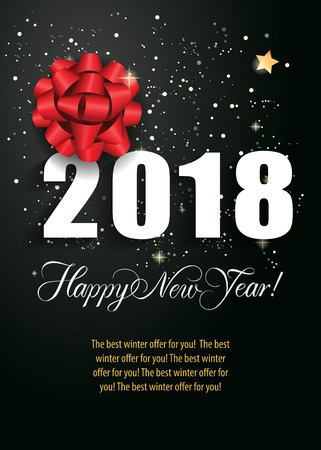 Happy New Year 2018 lettering. Handwritten and typed text, calligraphy. For posters, leaflets and brochures.のイラスト素材