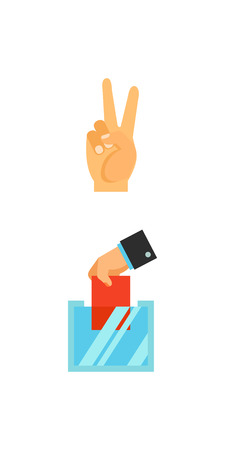 Elections and business icon set. Voting Vote paper Peace gesture of votes Targeting Ballot boxのイラスト素材