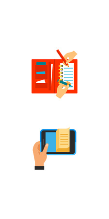 Everyday life icon set. Reminder Parcel Tracking Decorating Cake Demonstration E-book Vote Paper Proposal Calendar Giving Five Forging Metal Setting Clock Applauseのイラスト素材