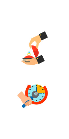 Everyday life icon set. Reminder Parcel Tracking Decorating Cake Demonstration E-book Vote Paper Proposal Calendar Giving Five Forging Metal Setting Clock Applauseのイラスト素材