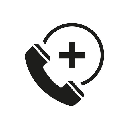 Icon of administrative department. Phone call, asking question, medical cross. Hospital wayfinding concept. Can be used for topics like call center, service, helpのイラスト素材