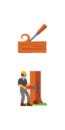 Sawmill icon setのイラスト素材