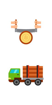 Sawmill and wood icon setのイラスト素材