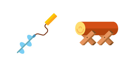 Sawmill and wood icon setのイラスト素材