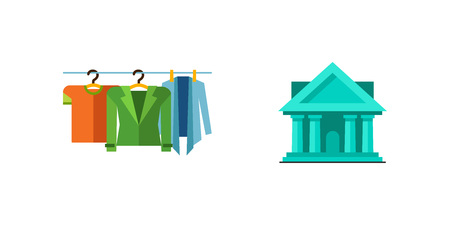 Theatre performance icon set. Stage Opera actress Back stage Hand holding Oscar Stage costumes on hangers Theatre building Puppet theatre Shakespeare play Audience applaudingのイラスト素材