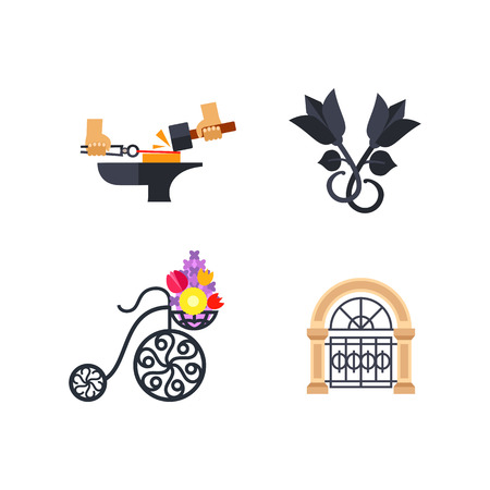 Forged work icon set.のイラスト素材