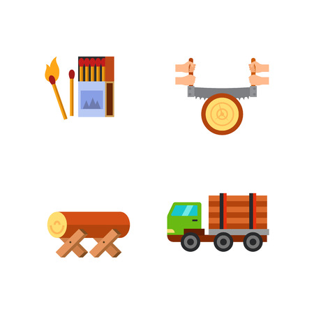 Sawmill and firefighting icon setのイラスト素材