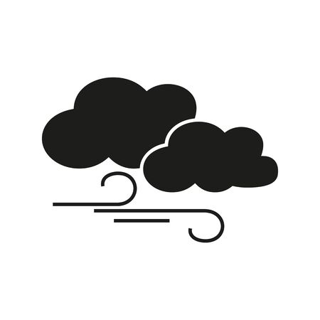 Simple icon of two clouds and wind. Air, wind direction, wind speed. Weathercolored concept. Can be used for topics like weather, climate, forecastのイラスト素材