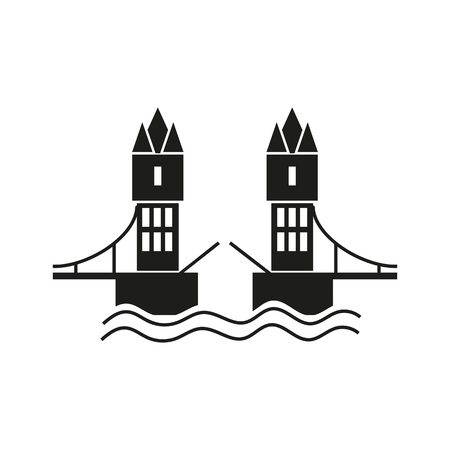 Icon of London bridge. Towers, water, drawbridge. Landmarks concept. Can be used for topics like sightseeing, travel, historyのイラスト素材