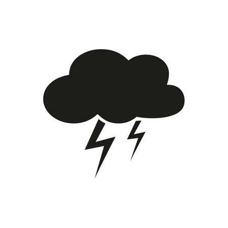 Simple icon of cloud with lightning. Thunderstorm, storm, rainfall. Weathercolored concept. Can be...