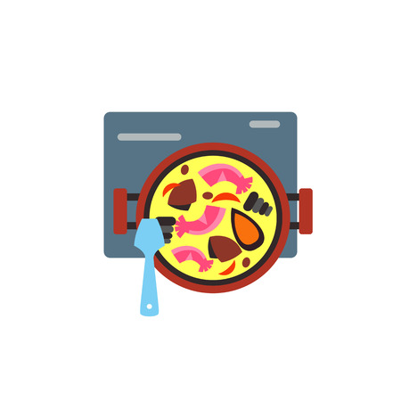 Cooking Spanish paella iconのイラスト素材