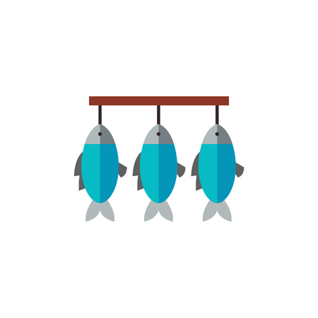 Dried fish hanging on string iconのイラスト素材