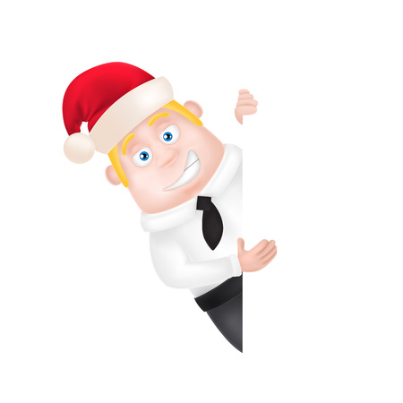 Businessman in Christmas Hatのイラスト素材