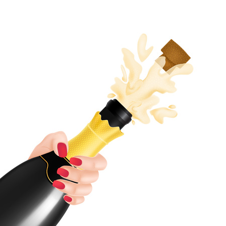 Champagne Bottle Explosion Illustrationのイラスト素材