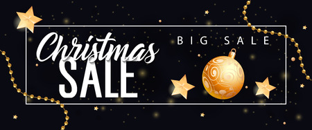 Christmas Big Sale Lettering and Baubleのイラスト素材