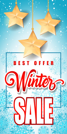 Winter Sale Inscription with Starsのイラスト素材