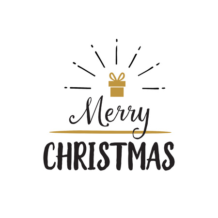 Merry Christmas lettering with gift boxのイラスト素材