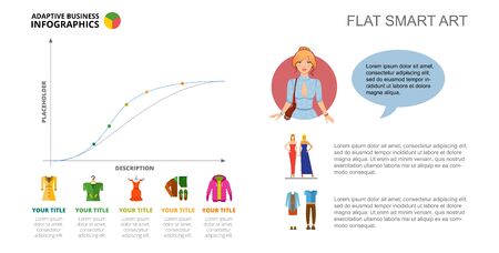 Clothing line chart slide template. Business data. Graph, point, design. Creative concept for infographic, report. Can be used for topics like production, marketing, research.のイラスト素材