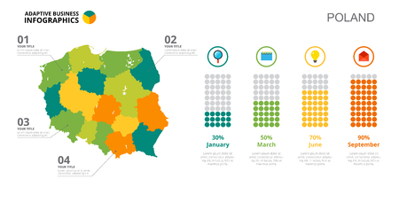 Poland Bar Chart Slide Templateのイラスト素材