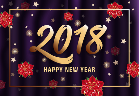 Gold Happy New Year Lettering in Frameのイラスト素材