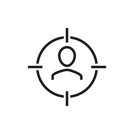 Portrait of man in crosshairs. Expert, leader, professional. Recruitment concept. Can be used for topics like head hunting, qualification, employment.のイラスト素材