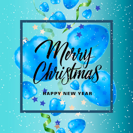 Merry Christmas and New Year Inscriptionのイラスト素材